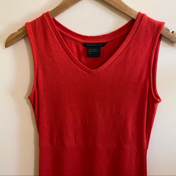 Armani exchange cotton knit vneck sleeveless dress red orange S - Picture 3 of 6